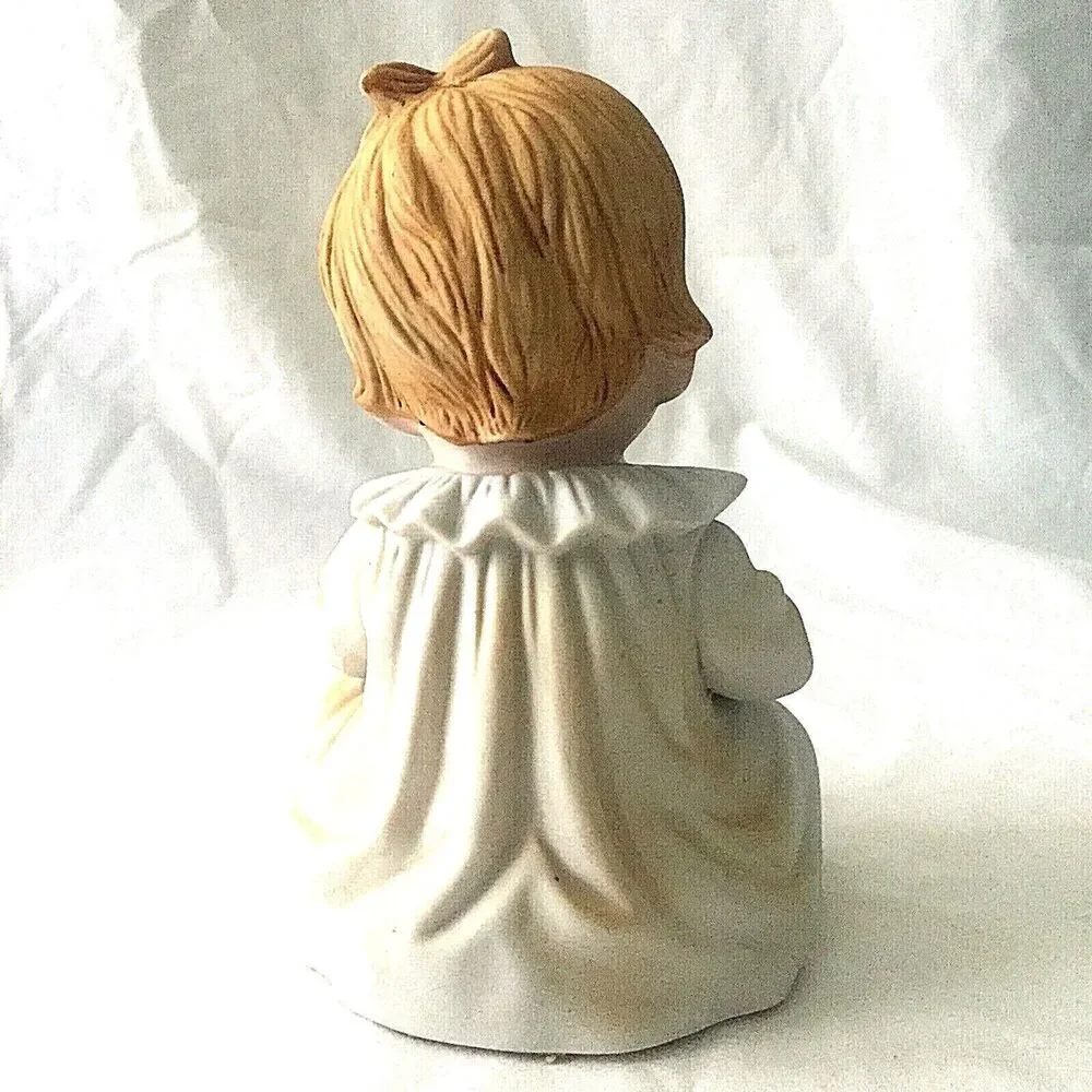 Royal Crown Baby Girl Vintage Porcelain Bisque Figurine Piano Child Angel